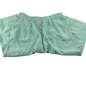 Ruby Rd. Petite Womens Pull-On Capri Pants PL Linen Blend Mint Green